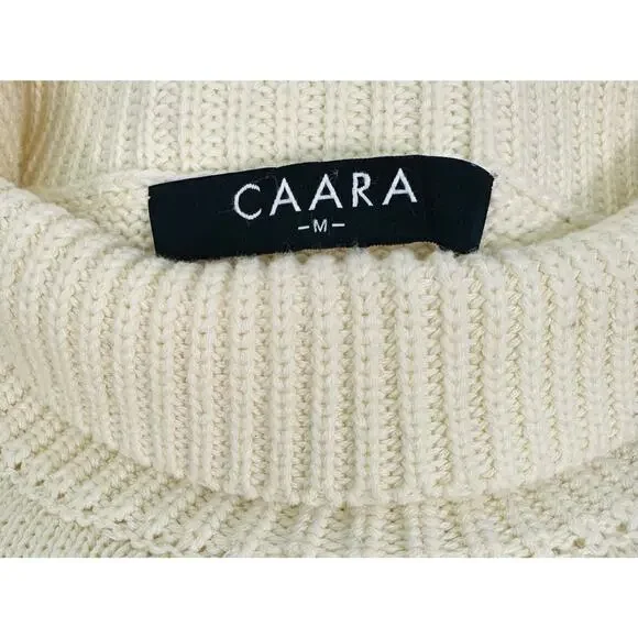 CAARA Cream & Black Striped Turtleneck Sweater Size Medium 100% Cotton - Picture 6 of 10